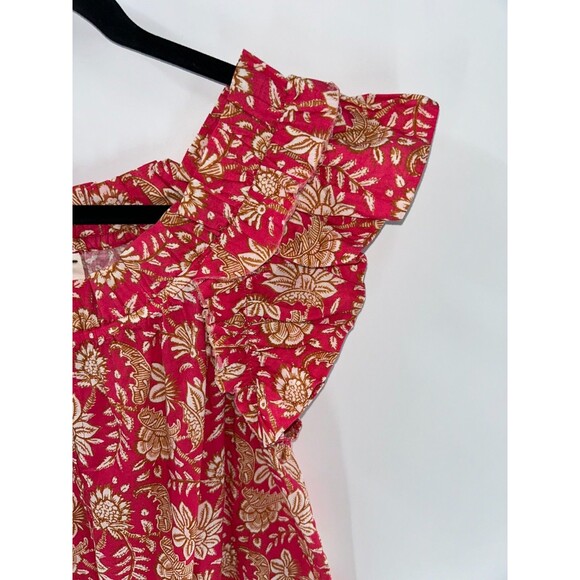 Women's Figue Gigi Printed Ruffle Detail Short Sleeve Top Size S - Picture 2 of 4